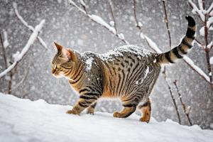 vecteezy ai genere raye chat en marchant dans neige 36463553