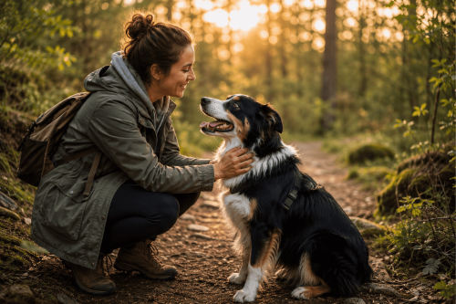 Moment de complicite humain chien