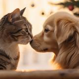 vecteezy ai generated a cat and dog are kissing on christmas 35778141